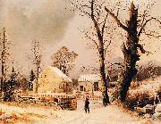 George Henry Durrie Winter Scene in New England oil painting picture wholesale